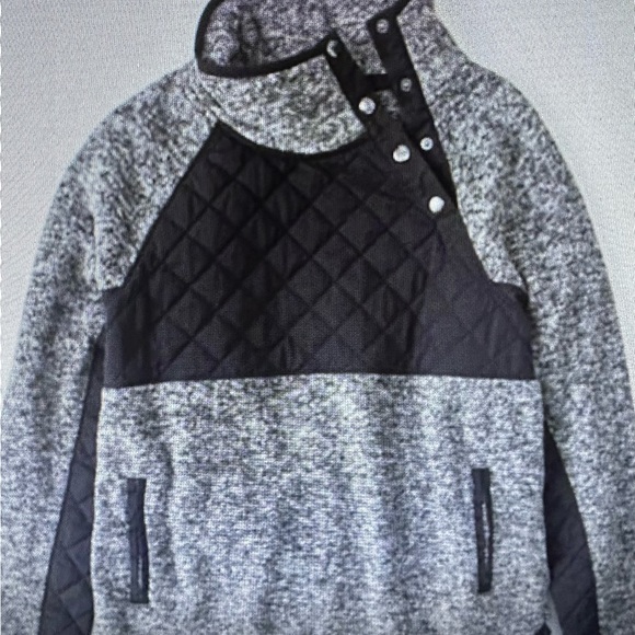Abercrombie & Fitch asymmetrical snap pop over quilted fleece size XL - Picture 7 of 9